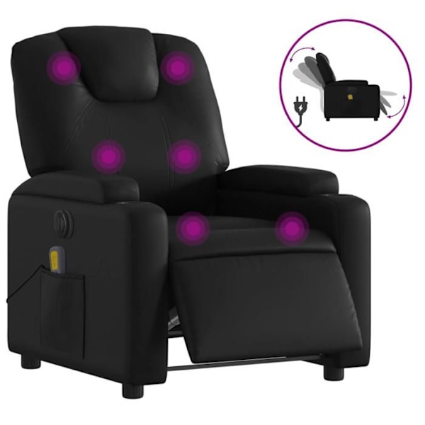 TV afslapningsstol med massagefunktion, elektrisk justerbar, 6 massagepunkter i sort PVC DEC027218 Svart