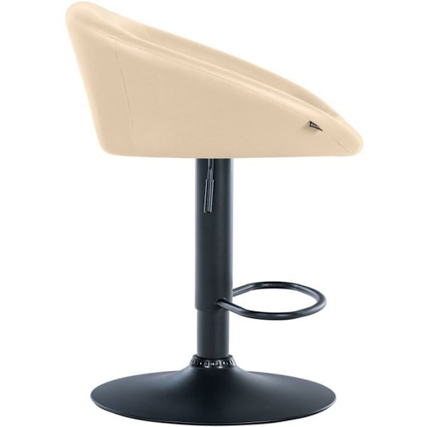 Barstol med 360° drejelig sæde, justerbar højde, creme PVC, ben i sort metal 10_0004764 Grädde