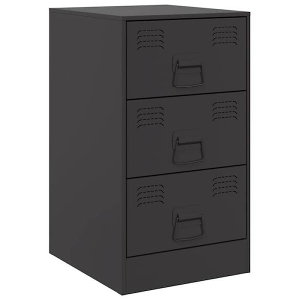 Sæt med 2 natborde med 3 skuffer 34,5 x 39 x 62 cm sort stål DEC035464 Svart