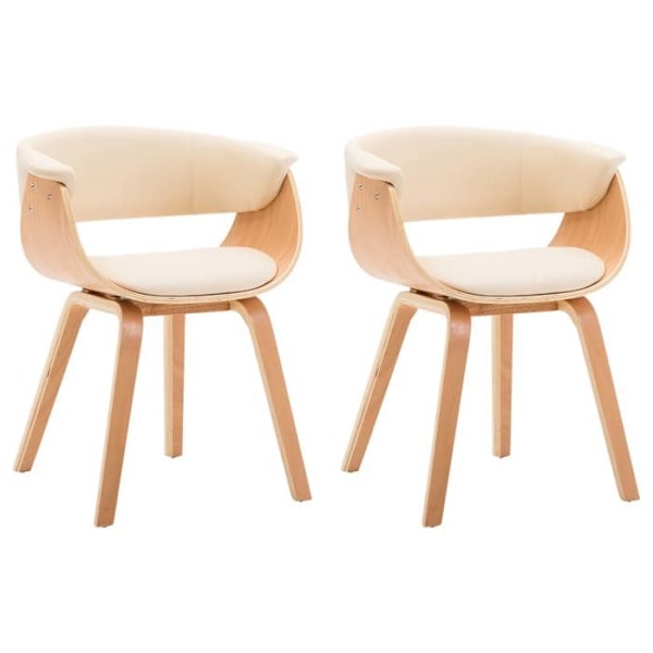 Matsalsstolar - Tidlös design - Set om 2 - Böjd trä - Kräm syntetisk - 2 platser Grädde