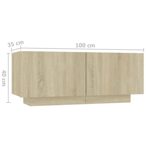 Nattduksbord med förvaringsfack och dörrar 100 x 35 x 40 cm ingenjörsträ i ekfärg DEC033797 kastanj