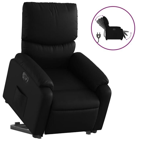 Fauteuil relax TV med elektrisk løft funktion, meget komfortabel i sort PVC DEC028469 Svart