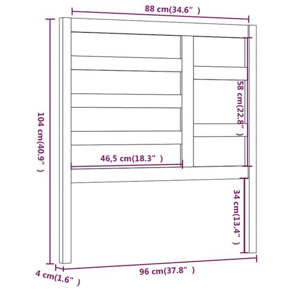 Sänggavel tillbehör sovrum möbel 96 x 4 x 104 grå tallträ