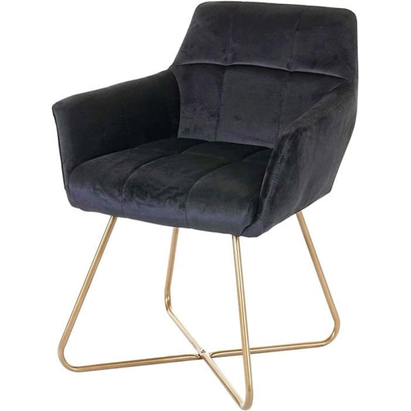Stol - Design - Retro - Sort Velour - Metalben - 1 Plads Svart