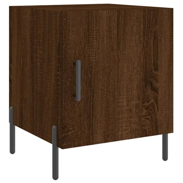 Sæt med 2 natborde med skab med dør 40 x 40 x 50 cm ingenieritræ brun og jern DEC035851 kastanj