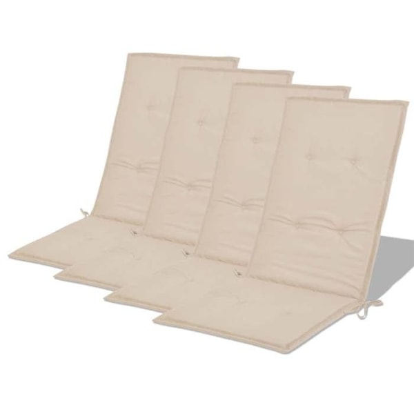 Sæt med 4 havestol puder i crème stof 120 x 50 x 3