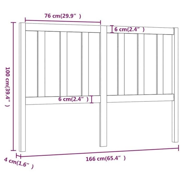 Sänggavel tillbehör sovrum möbel 166 x 4 x 100 cm vit furu TDL0203785