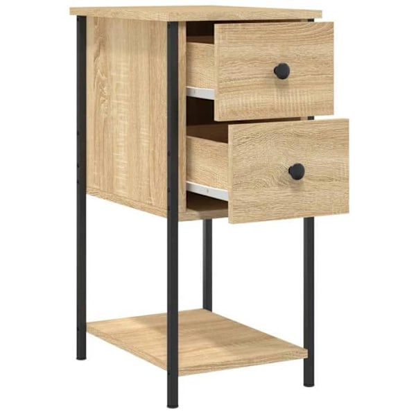 Natskab med skuffer og hylde 32 x 42 x 70 cm ingeniørt træ i eg farve og jern DEC033801 kastanj