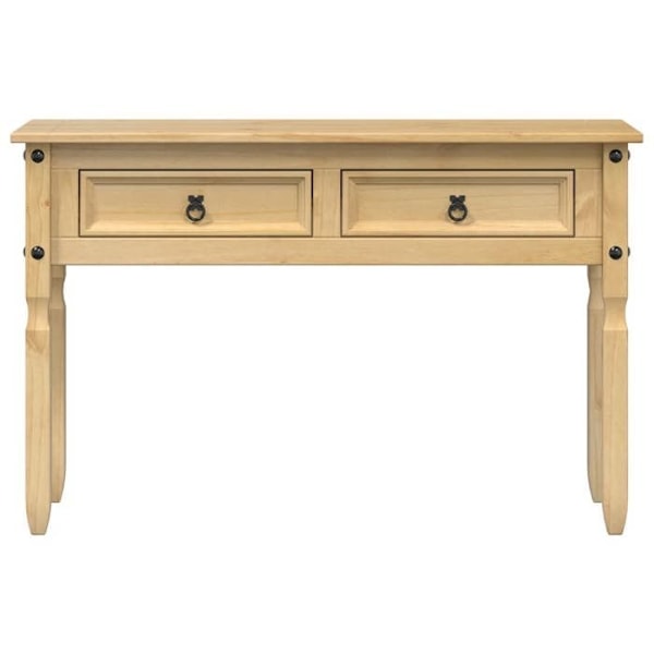 Klassisk bordsconsole med två lådor 115 x 46 x 73 cm i massivt furu DEC031970 kastanj