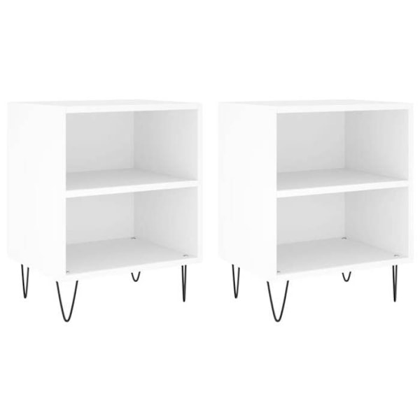 Set om 2 sängbord med öppen förvaring 40 x 30 x 50 cm vit ingenjörsträ och järn DEC034899 Vit