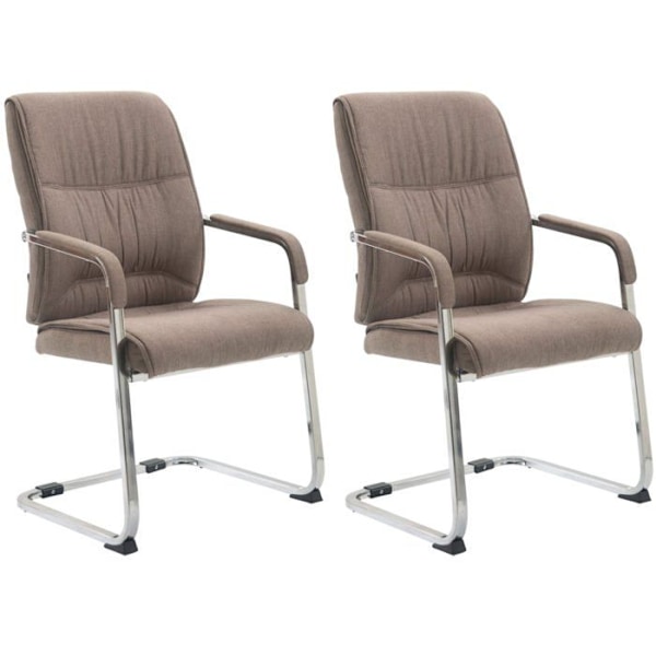 Set med 2 kontorsstolar med XXL-armstöd i taupe tyg, ram i kromat metall 10_0003125 Metall