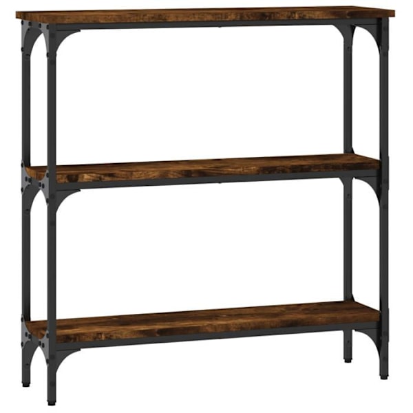 Entrémøbel konsolbord design elegant med hylder 75 x 22,5 x 75 cm ingeniørtræ brun og metal DEC031803 kastanj