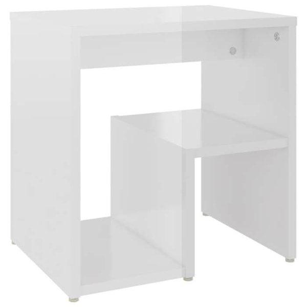 Nattbord lille sidebord 40 x 30 x 40 cm hvidt ingeniørtræ blank DEC033448 Vit