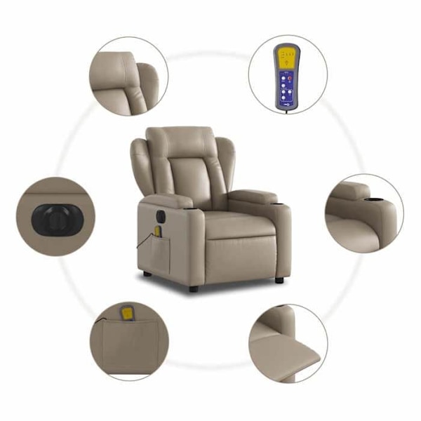 Relaxationsfåtölj TV med massagefunktion elektriskt justerbar i PVC cappuccino-färg DEC027132 Flerfärgad