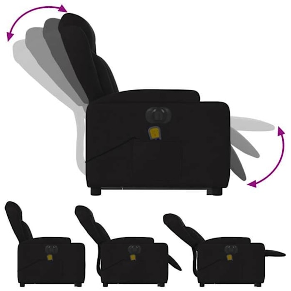 Massagefåtölj med lutningsfunktion och elektrisk lyftfunktion, svart tyg DEC027811 Svart