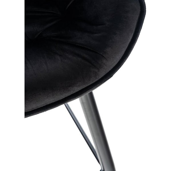 Barstol høj x1 sæde med tufted effekt i sort velour og sort metal 10_0004891 Metall