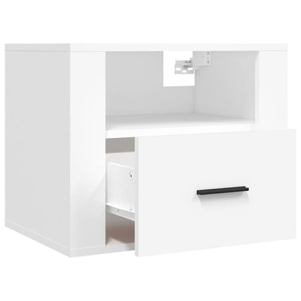 Sæt med 2 væghængte natborde med skuffe og åbent rum 50 x 36 x 40 cm hvidt ingeniørtræ DEC036026 Vit