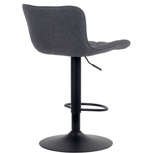 Sæt af 2 barstole med dekorative syninger, trompetfod, justerbar højde, sort metal, sæde i sort stof 10_0004141 Metall