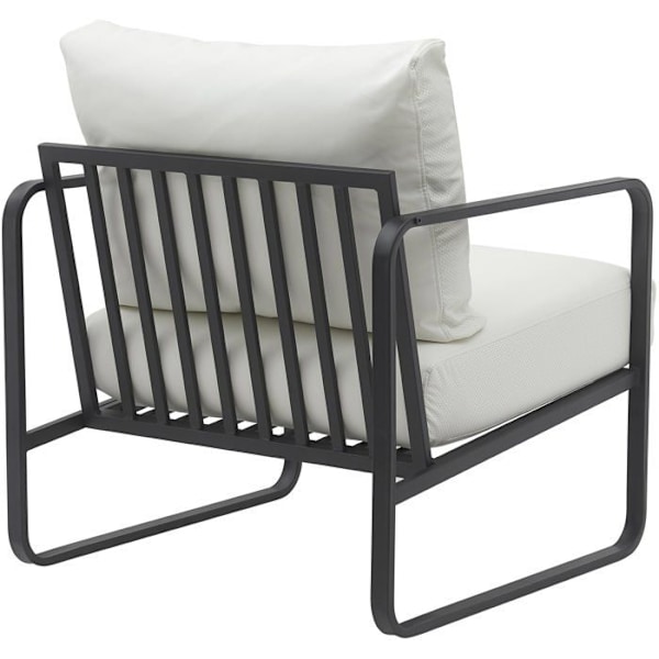 Retro chic design lounge chair in white PVC and matte black metal frame 10_0002816 Vit