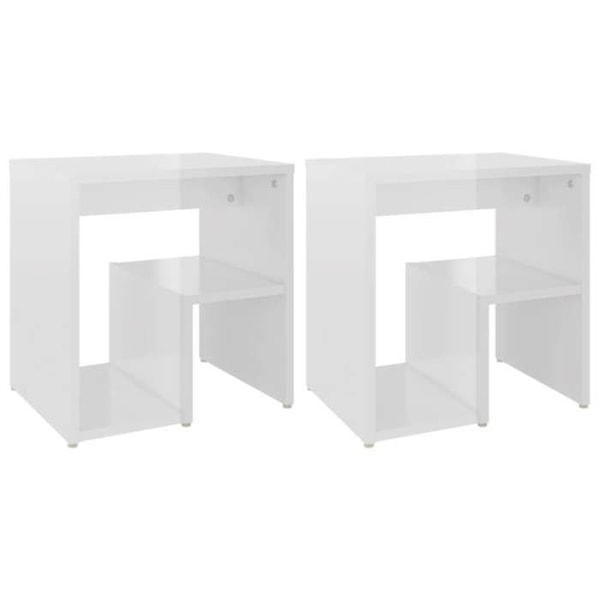 Sæt med 2 natborde med hylde 40 x 30 x 40 cm ingenieringstræ hvid DEC035787 Vit