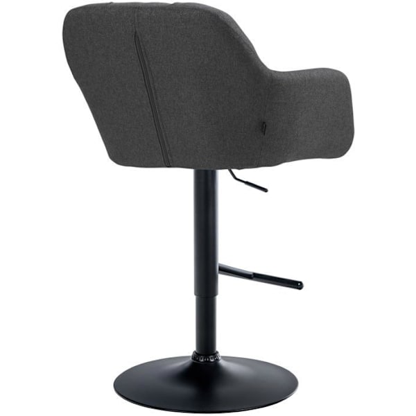 Baari stool korkea x1 360° kiertotoiminto tummanharmaassa kankaassa koristeompeleilla musta metallijalka 10_00052 Grå