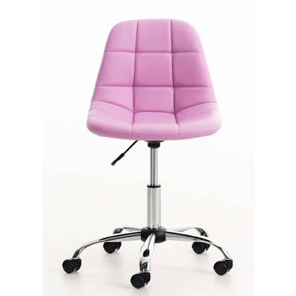 Rosa PVC og krom metal justerbar højde kontorstol taburet med hjul 10_0002491 Metall