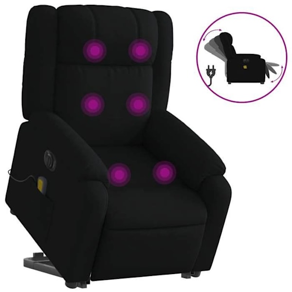 Massage- og hvilestol med 6 massagepunkter i sort stof DEC027814 Svart