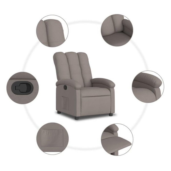 Fauteuil relax TV med komfortabel polstring og manuel vippemekanisme i taupe stof DEC028196 Guld