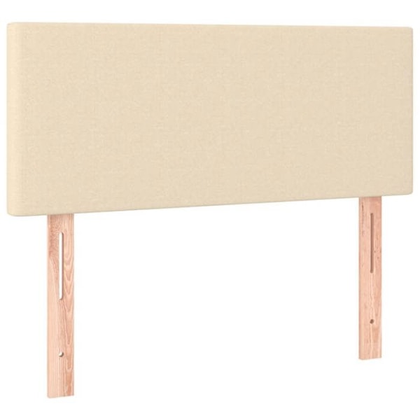 Hovedgærde til seng, soveværelse, LED-møbel, 90 x 5 x 78/88, cremefarvet stof