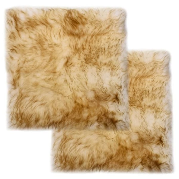 Sæt med 2 brune fårestofstolepuder 40 x 40