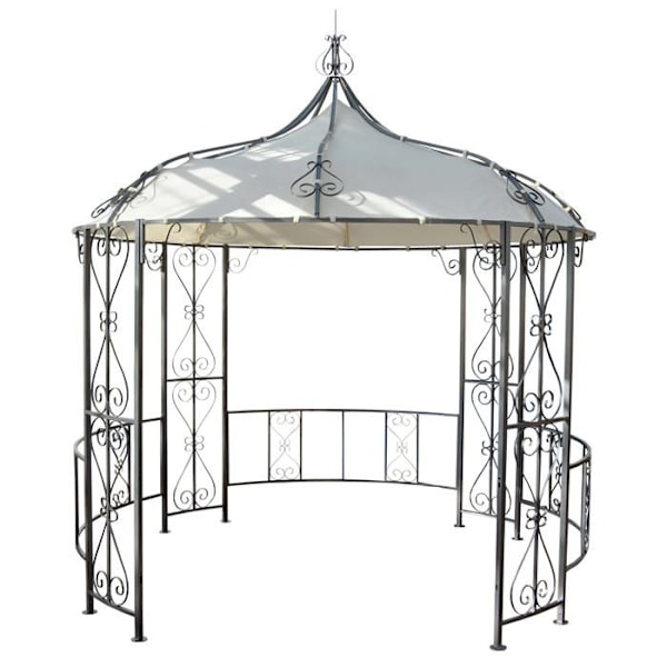 Pergola pavillon bue en rund havekappe telttelt receptionsramme i robust stål Ø 3m creme
