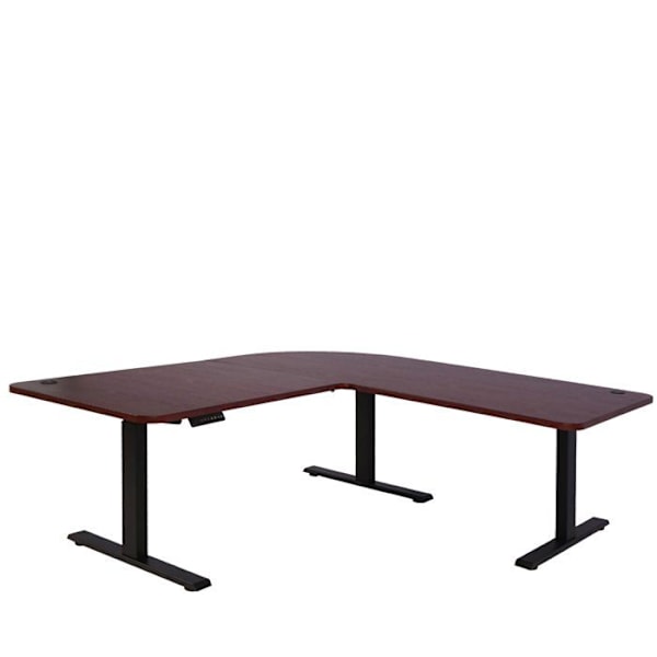 Kulma-tietokonepöytä sähköisesti korkeussäädettävissä 178x178cm 84kg MDF kirsikka ja musta metalli 04_0002501 Metall