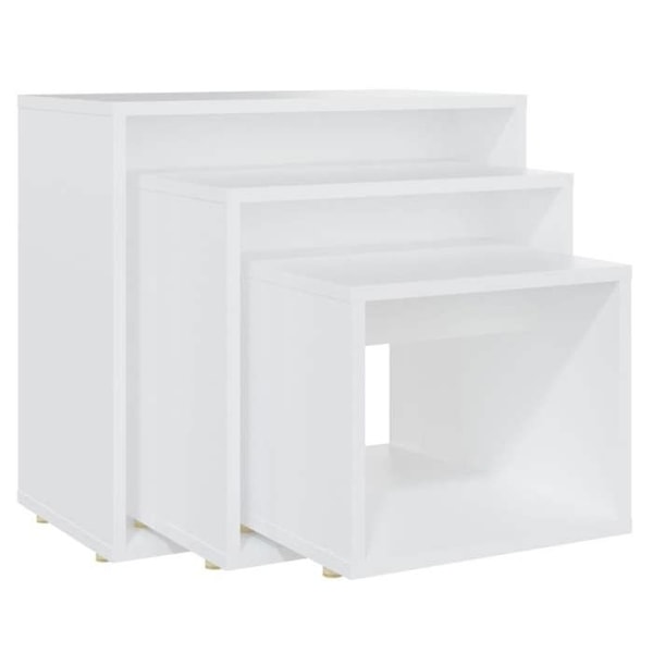 Set om 3 vita sidobord i agglomerat DEC032694 Vit