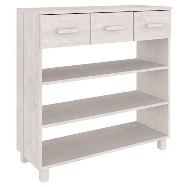 Modern entré-konsol möbel sidobord med lådor 90 x 35 x 90 cm massivt vitpinnträ DEC032020 Vit