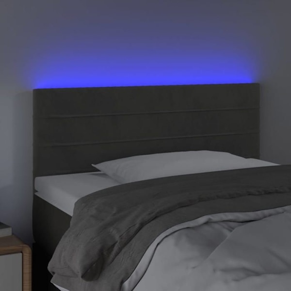Hovedgærde til seng, soveværelse, møbel med LED 90 x 5 x 78/88 cm, mørkegrå fløjl TDL0200996