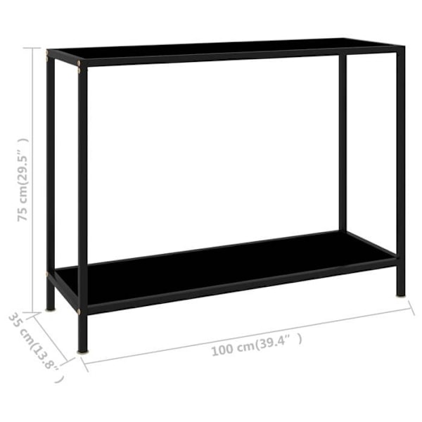 Praktisk konsolbord til en organiseret indgang 100 x 35 x 75 cm, hærdet glas og sort stål DEC032078 Svart