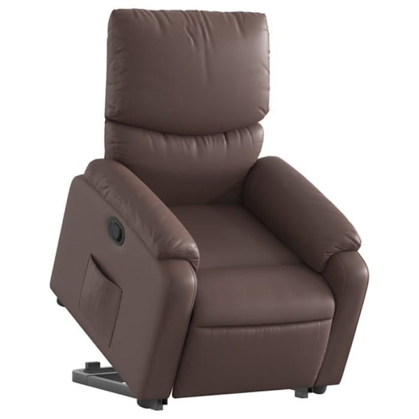 Fauteuil relax TV polstring komfortabel elektrisk løftefunktion i PVC brun DEC028031 kastanj