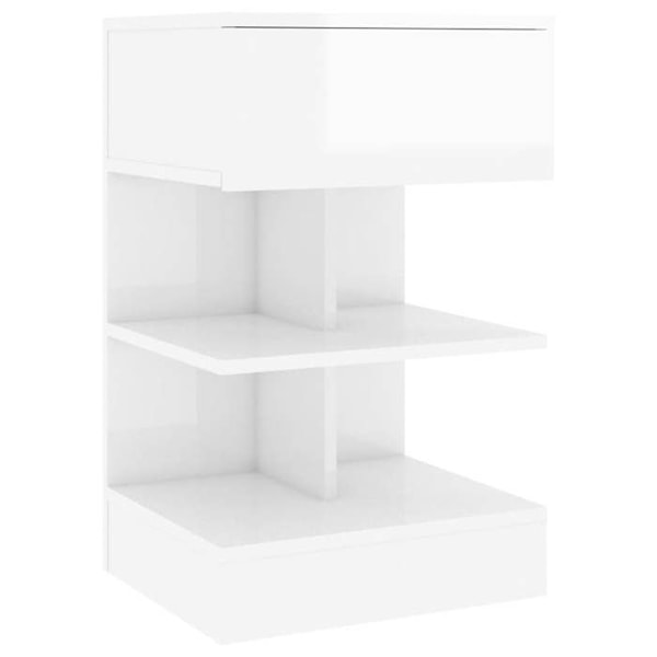 Sæt med 2 natborde med skuffe og hylder 40 x 35 x 65 cm ingeniørtræ hvid DEC035020 Vit