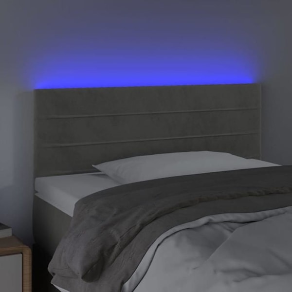 Hovedgærde til seng til soveværelse med LED-møbel 100 x 5 x 78/88 cm i lys grå velour TDL0201448 Grå