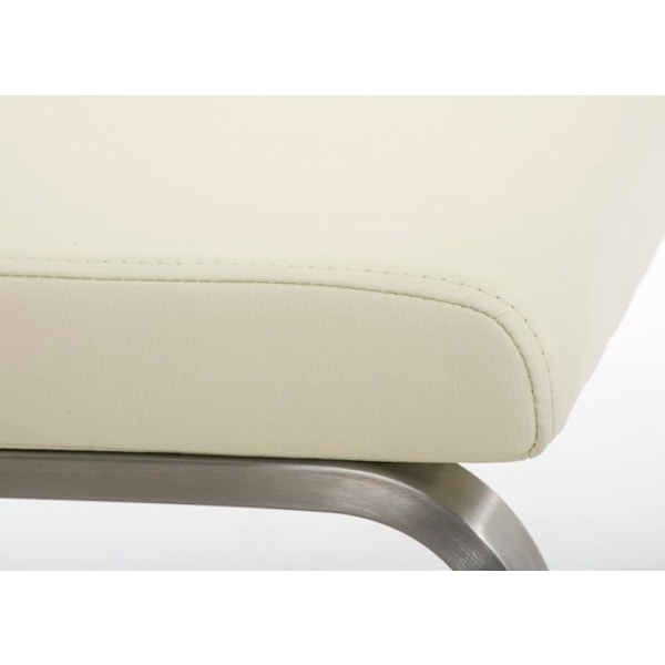 Stol til spisestue x1 moderne design i creme PVC med støtte i rustfrit stål 10_0001990 Grädde