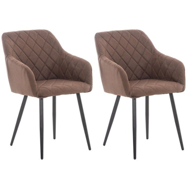 Set om 2 retro design matstolar med dekorativa diamanttäcker och säte i brun tyg 10_0001564 kastanj