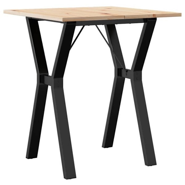 Teollisen muotoilun ruokasali pöytä keittiö 60 x 60 x 75 cm massiivipine ja teräs DEC036834 kastanj