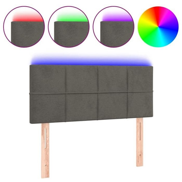 Hovedgæder til soveværelse, med LED-møbler 100 x 5 x 78/88, mørkegrå velourstoff.