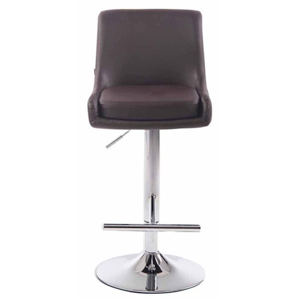 Set med 2 barstolar med fotstöd, modern design i brunt syntetmaterial, metallfötter med kromfinish TDB10468 kastanj