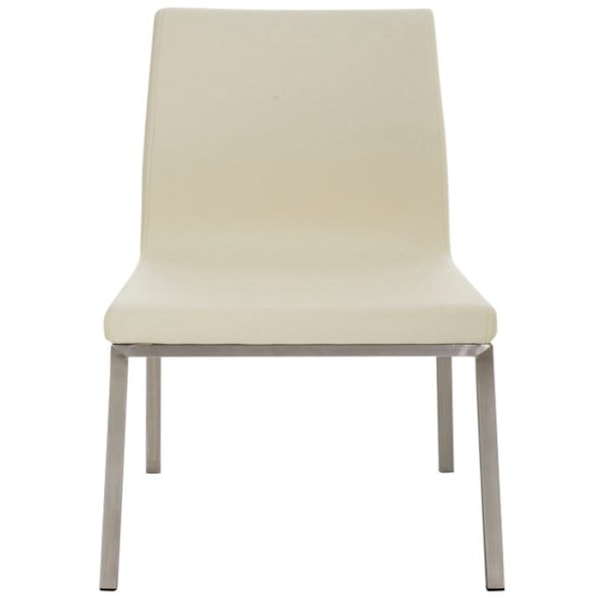 Sæt med 2 spisestole i stilren PVC creme og rustfrit stål 10_0001611 Grädde