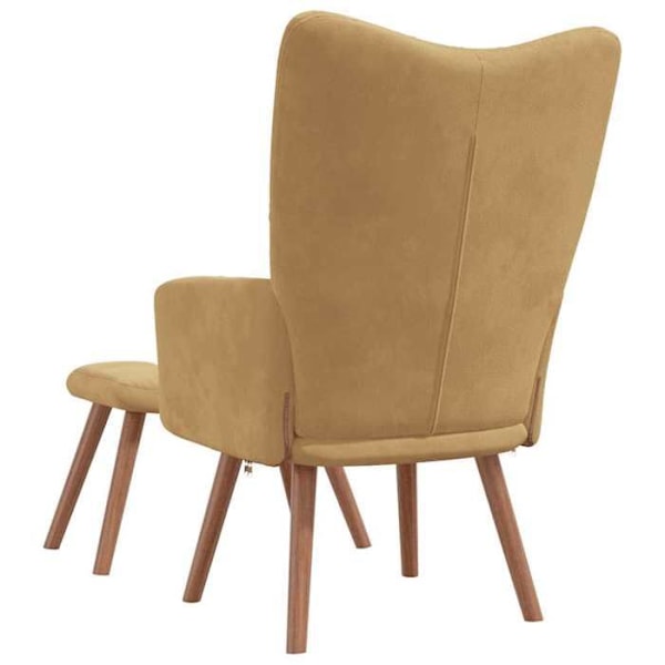 Moderne design lounge stol med brunt velourfodstøtte DEC026535 kastanj