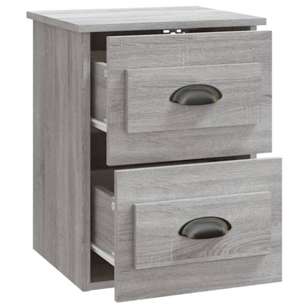 Sæt af 2 væghængte natborde med skuffer 41,5 x 36 x 53 cm ingeniørtræ grå DEC036112 kastanj