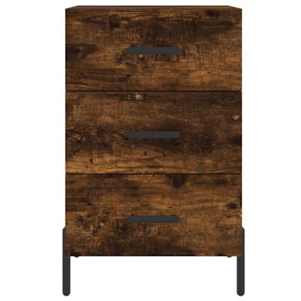 Natbord med 3 skuffer 40 x 40 x 66 cm ingeniørtræ brun og jern DEC033623 kastanj