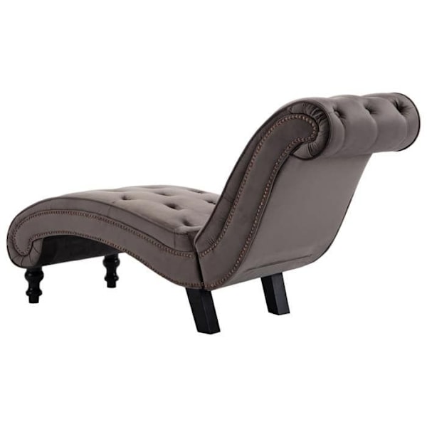 Meridienne chaise longue sisätiloihin harmaa sametti nappiholkit DEC026222 Grå