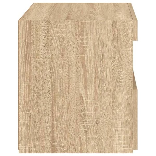 Sengelampe med LED-lys med skuffe og rum 50 x 40 x 45 cm i ingeniørtræ farve eg DEC033186 kastanj